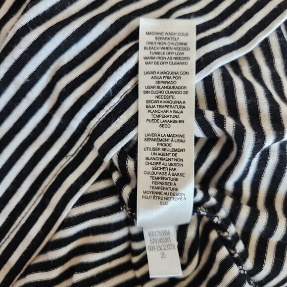 Chico's Layered Blouse Women Size 1 M 8 Black White Stripe Black Chiffon Sheer - Picture 9 of 10